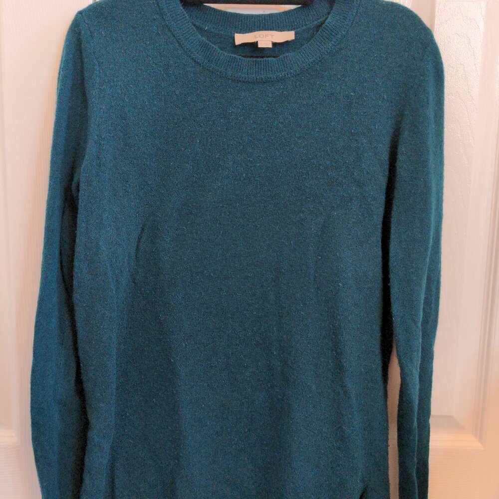 LOFT Teal Wool-blend Tunic Sweater